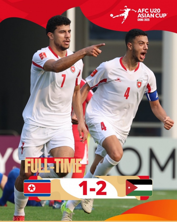  U20亞洲杯B組：朝鮮1-2不敵約旦，兩輪1分暫列B組末尾