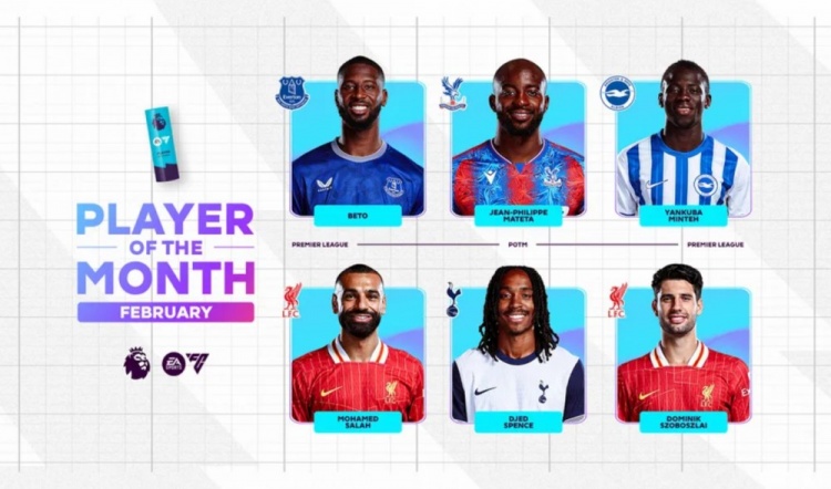  英超2月最佳候選：貝托、馬特塔、明特、薩拉赫、斯賓塞、索博