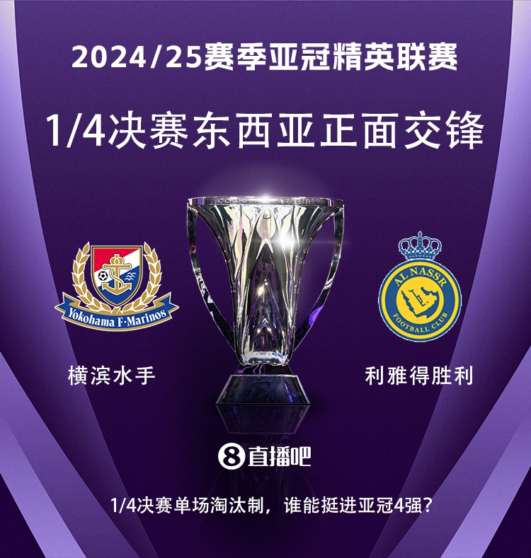  亞冠1/4決賽對陣：利雅得勝利vs橫濱水手，C羅vs安德森-洛佩斯！