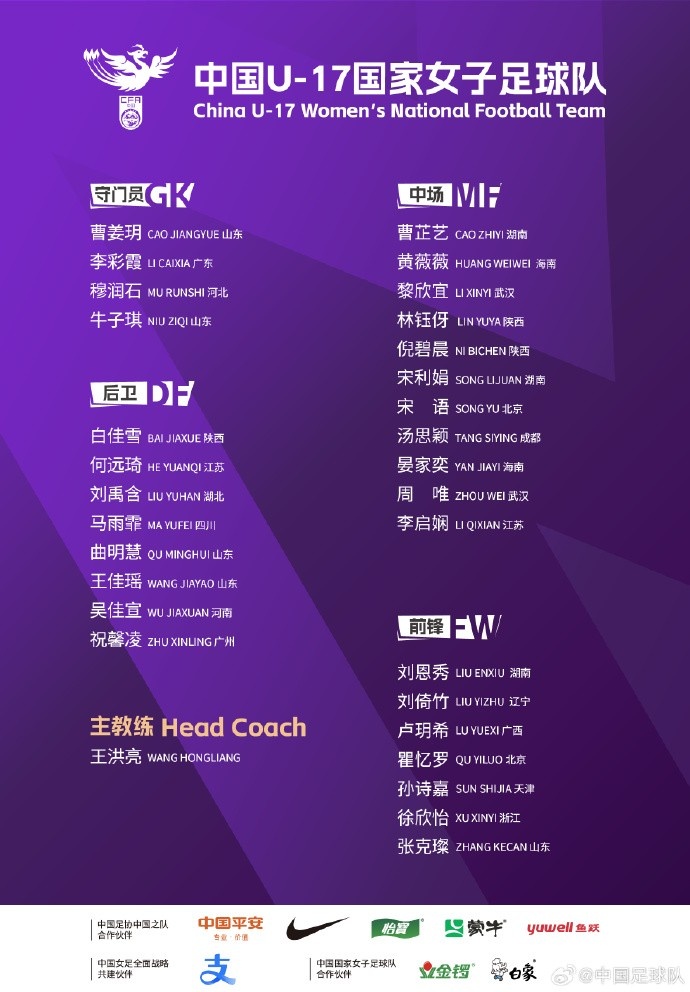  U17女足30人將在蘇州集訓(xùn)備戰(zhàn)世界杯，姜寧、朱挺擔(dān)任訓(xùn)練員